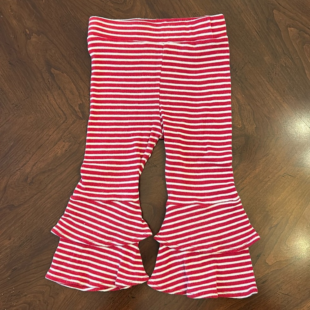 Kate Quinn Valentines Day Skinny Rib Ruffle Flare Pants Leggings 12-18 months